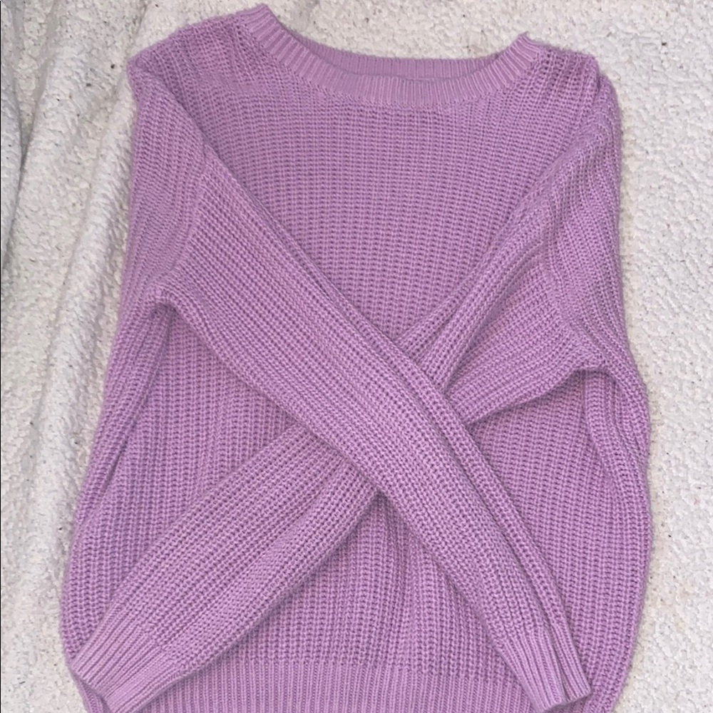 Sonoma Purple Crew Neck Sweater with Chunky Knit and Relaxed Fit